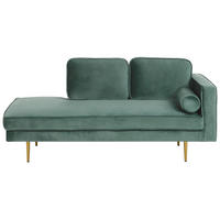 CHAISELONGUE Samtstoff mintgrün rechtsseitig Miramas - Goldfarben/Mintgrün, Textil (171/63/79cm) - Beliani