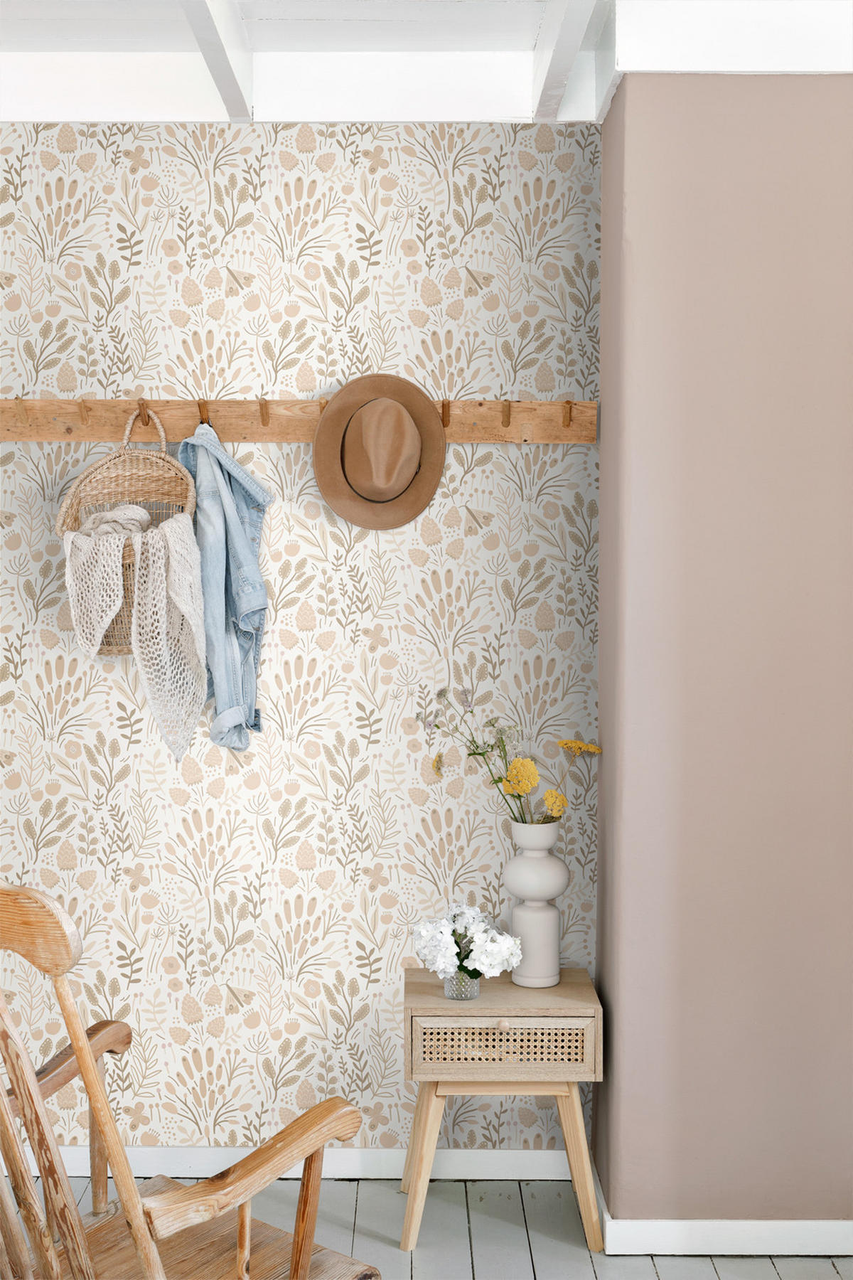 TAPETE Blätter und Blumen 50 x 900 cm - Beige, Papier (50/0.1cm) - ESTAhome
