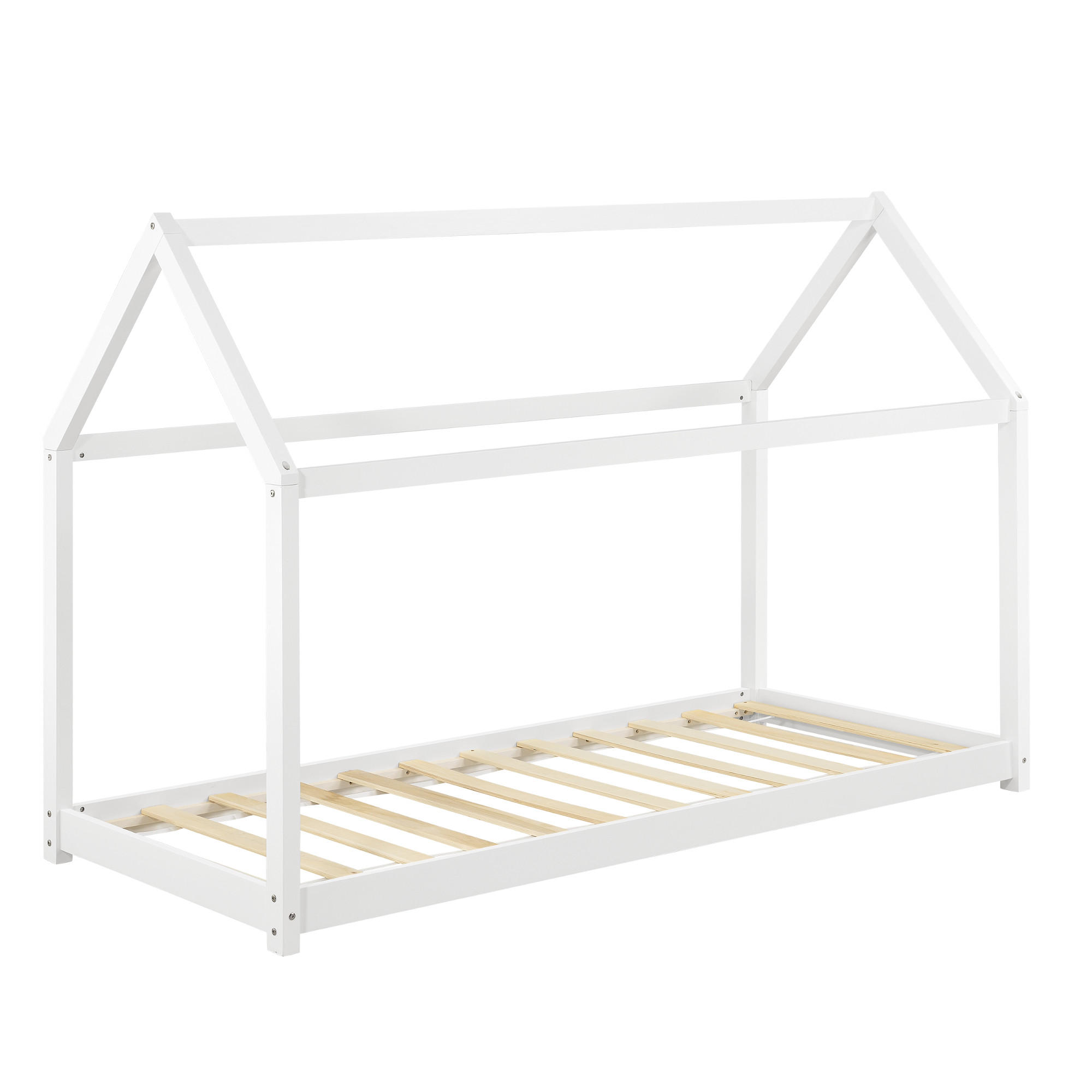 HAUSBETT Netstal - Weiß, Holz (80/160cm) - [en.casa]