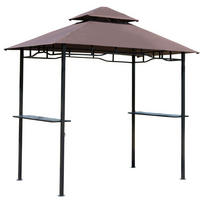 GRILLPAVILLON Stahl+Eisen Kaffeebraun - Dunkelbraun/Schwarz, Kunststoff/Metall (148/252/245cm) - Outsunny