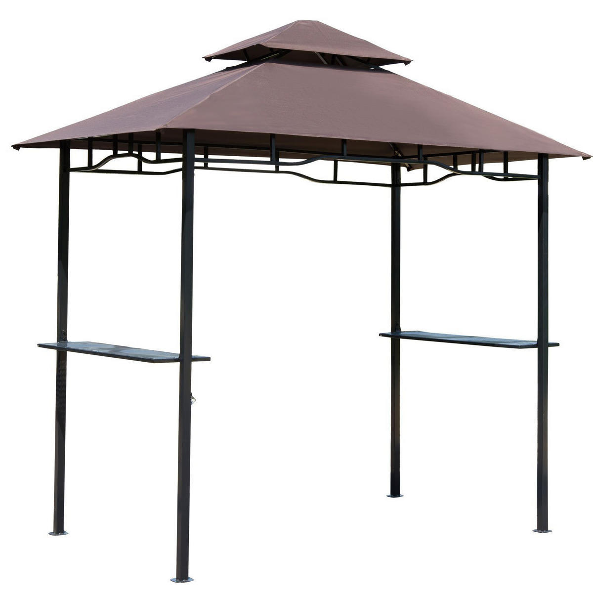 GRILLPAVILLON Stahl+Eisen Kaffeebraun - Dunkelbraun/Schwarz, Kunststoff/Metall (148/252/245cm) - Outsunny