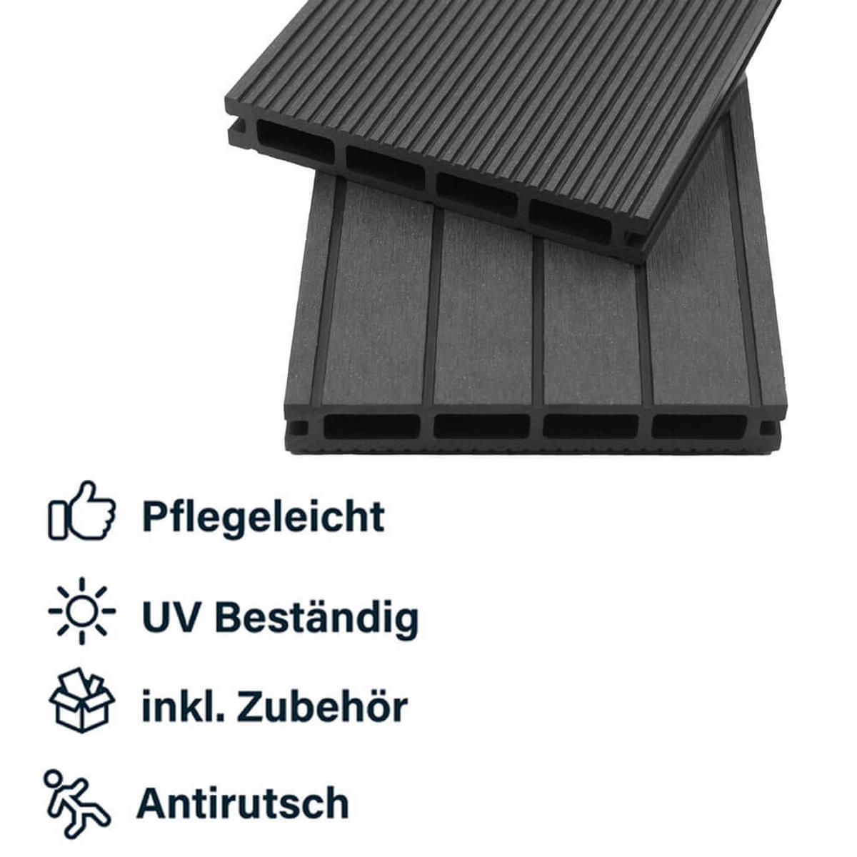 TERRASSENDIELEN SAMANA - Anthrazit, 2 m² - Anthrazit, Kunststoff (220/14.6/2.1cm) - Home Deluxe