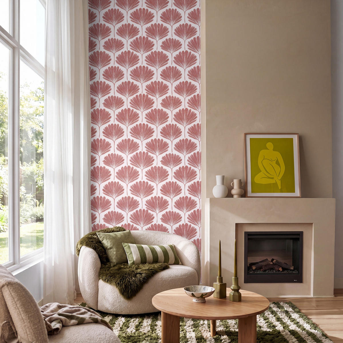 TAPETE - Fächer - Motiv - Terra - 120x280 cm - Rotbraun, Papier (120/280cm) - OnlyWow