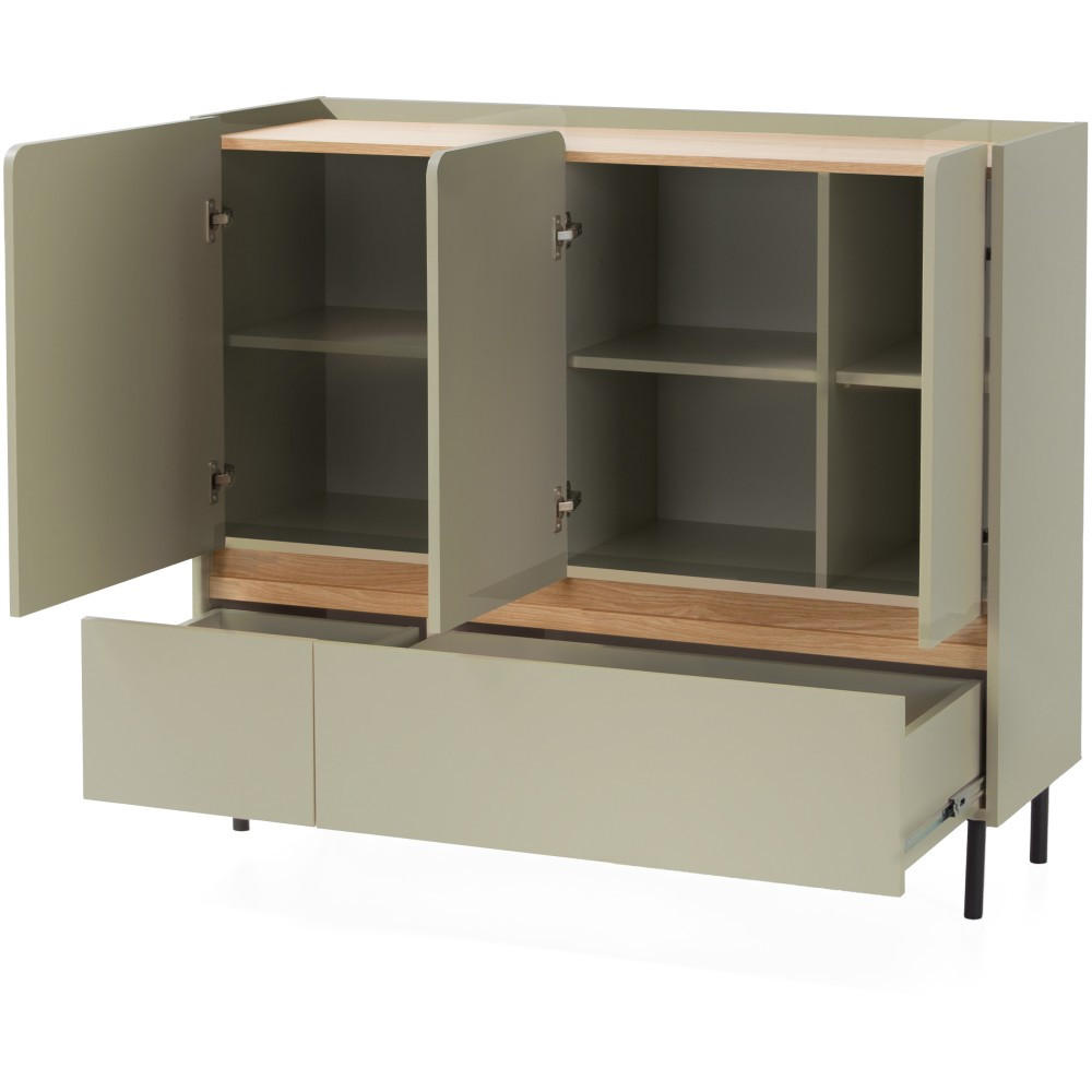 KOMMODE Lico mit 2 Schubalden und 3 Türen, Eukalyptus - Eukalyptusholzfarben, Holzwerkstoff (120/105/40cm) - Beautysofa