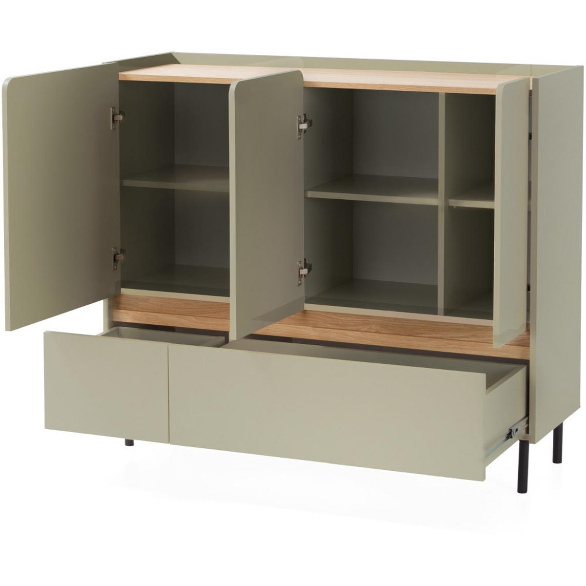 KOMMODE Lico mit 2 Schubalden und 3 Türen, Eukalyptus - Eukalyptusholzfarben, Holzwerkstoff (120/105/40cm) - Beautysofa