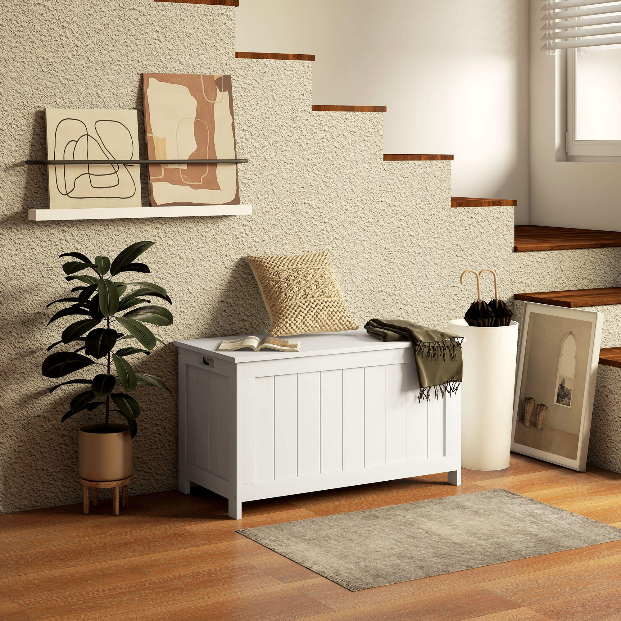 AUFLAGENBOX, MDF, Weiß, 81 x 40 x 46 cm - Weiß, Holzwerkstoff (40/46/81cm) - HOMCOM