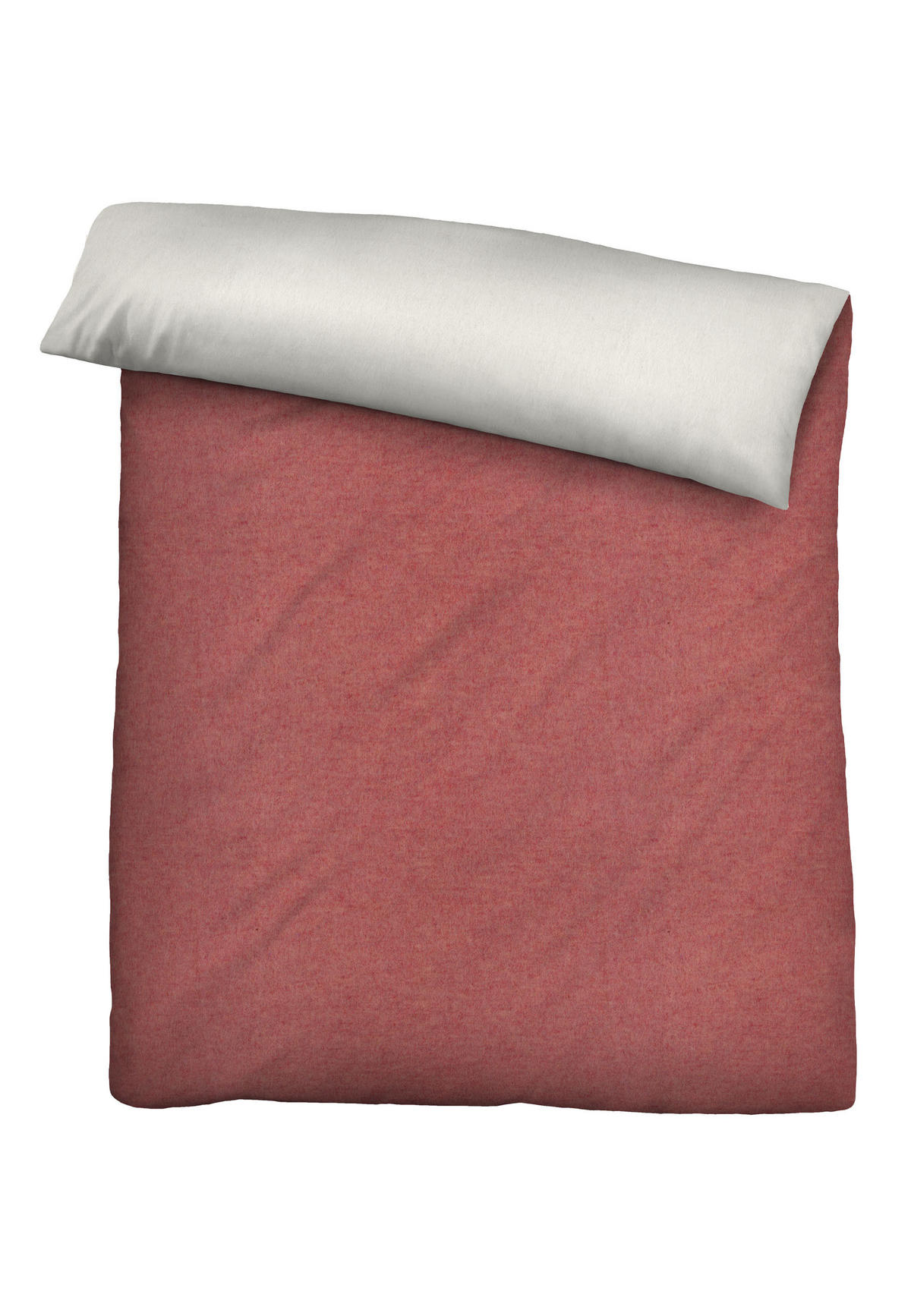 BETTWÄSCHE-GARNITUR Biber Melange UNI chili, 155x200 cm + 80x80 cm - Rot, Textil (155/200cm) - biberna