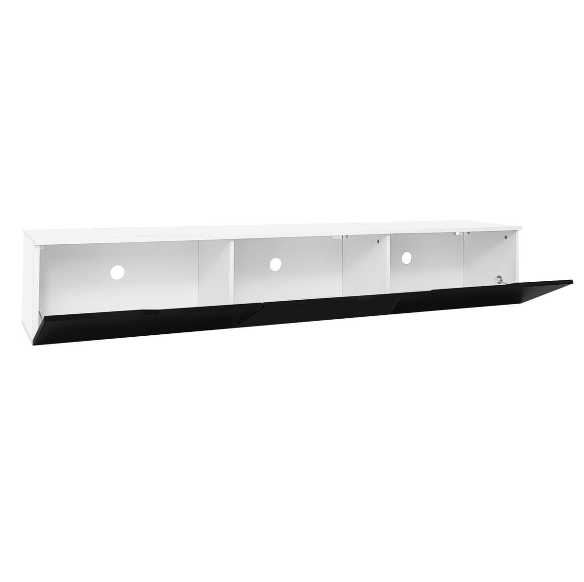 LOWBOARD 180/35/30 cm in Schwarz/Weiß aus MDF und Spanplatte mit LED-Beleuchtung - Schwarz, Holzwerkstoff (35/30/180cm) - OKMYHOME
