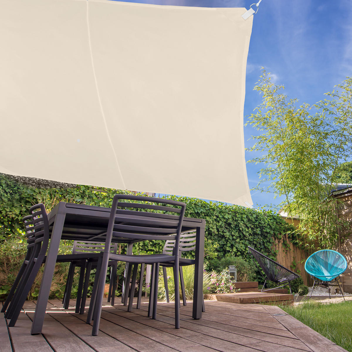 SONNENSEGEL - Beige, Textil/Metall (500/500cm) - Relaxdays