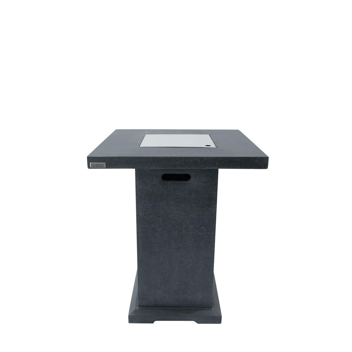 FEUERTISCH MONTREALl Bartische aus GF-Beton - 2-tlg. Set inkl. Glasumrandung - Dunkelgrau, Naturmaterialien (87/106/87cm) - Elementi