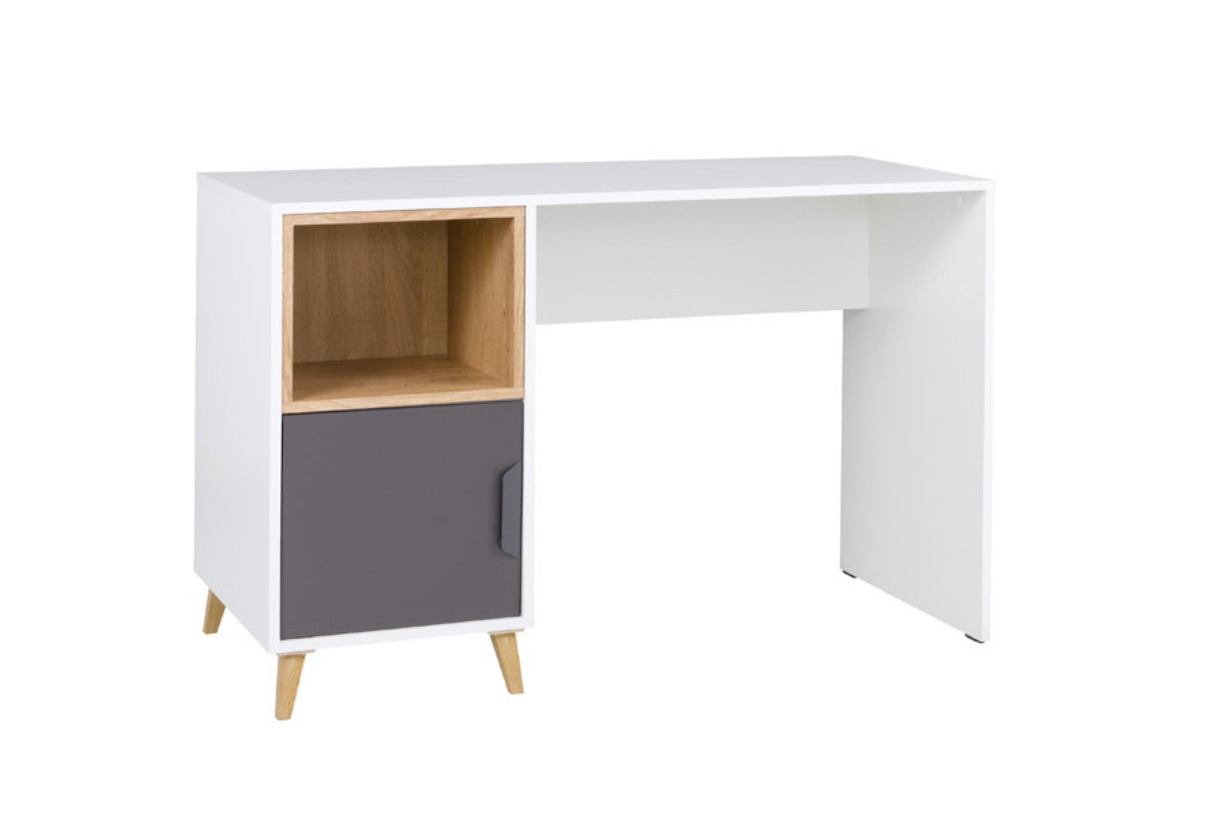 KINDERSCHRIBTISCH JUSTIN 14 120 cm breit in Weiß / Graphit / Grau / Eiche - Eichefarben/Graphitfarben, Holzwerkstoff (120/76/55cm) - Deine Möbel 24