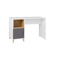 KINDERSCHRIBTISCH JUSTIN 14 120 cm breit in Weiß / Graphit / Grau / Eiche - Eichefarben/Graphitfarben, Holzwerkstoff (120/76/55cm) - Deine Möbel 24