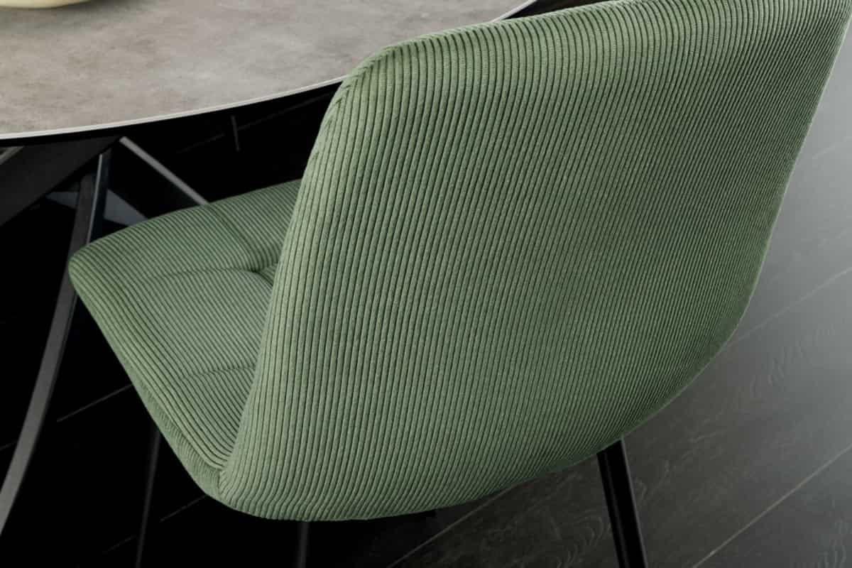 STUHL TRES CHIC Cord Grün 90 cm - Schwarz/Grün, Textil/Metall (54/88/44cm) - riess-ambiente