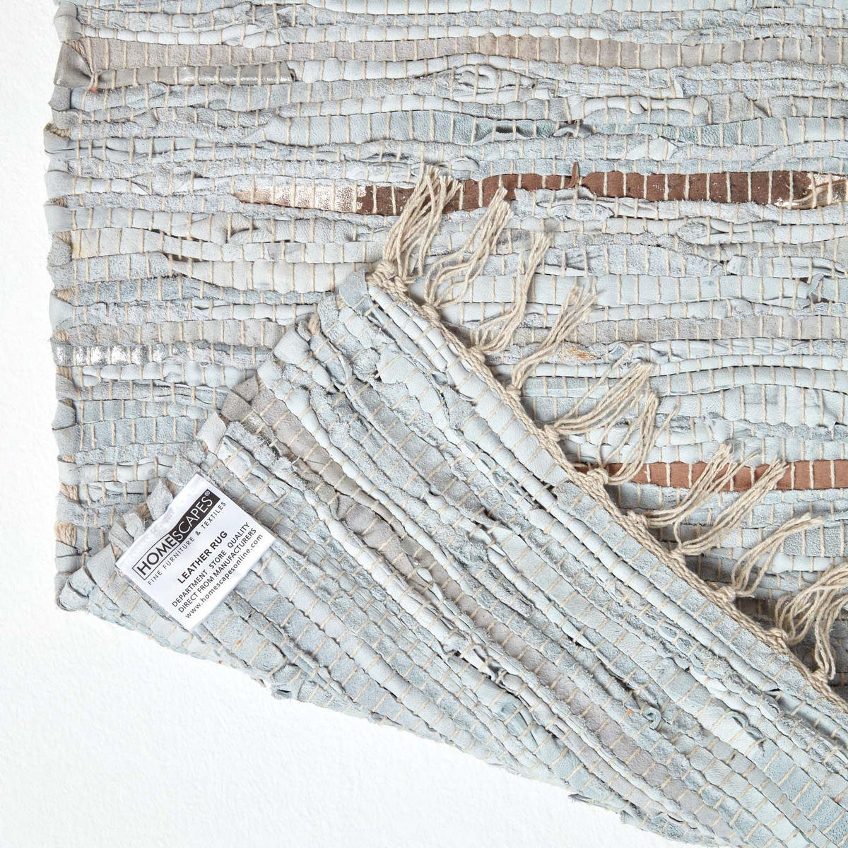LEDERTEPPICH-LÄUFER Glitter geflochten 66/200 cm - Grau, Leder (66/200cm) - Homescapes