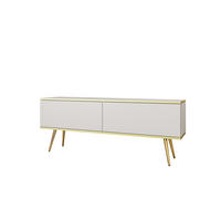 TV-LOWBOARD FORNO (Weiß, Goldene Details, 2 Türen, goldene Metallfüße, 135 cm) - Gelb/Goldfarben, Holz/Holzwerkstoff (135/53/32cm) - Ravio