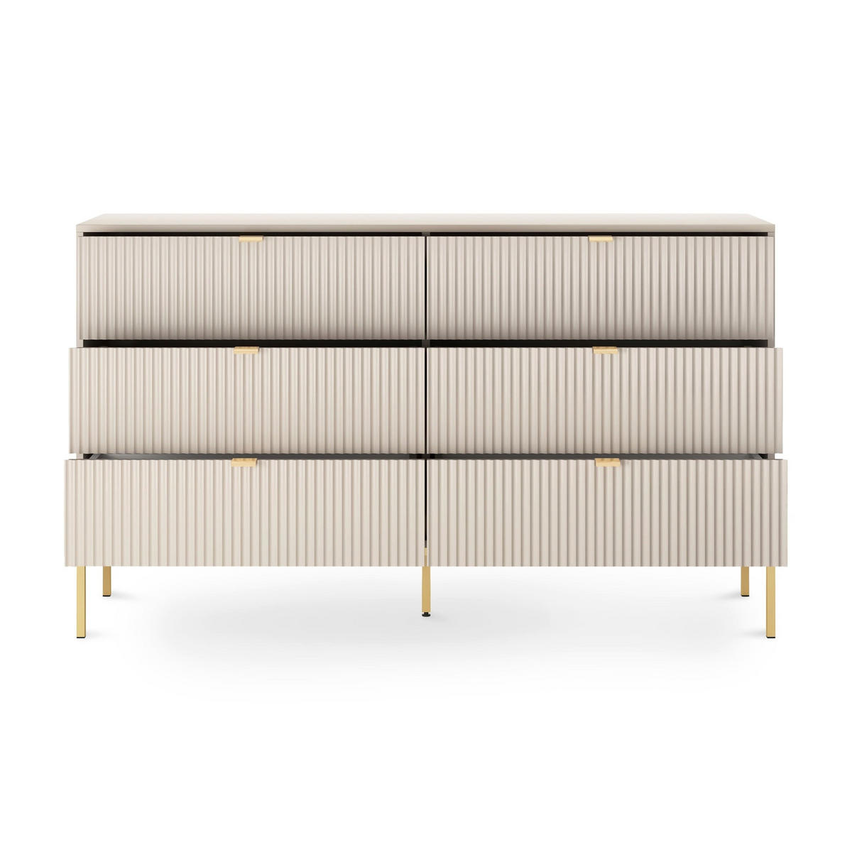 KOMMODE Roza Weiß, Beine Gold - Weiß, Holzwerkstoff (154/91/39cm) - Pillovely