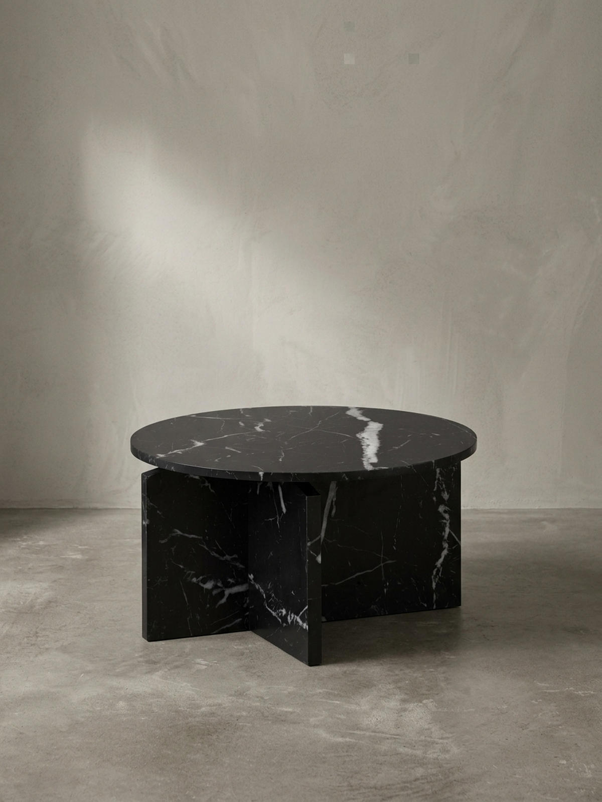 COUCHTISCH rund in Stein-Optik – modernes Design in Großformat, Schwarz 60x60x33 cm - Schwarz, Holzwerkstoff (60/60/33cm) - KADIMA DESIGN