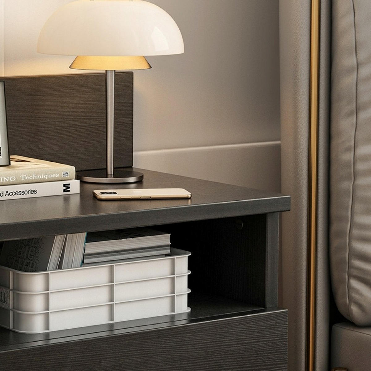 NACHTTISCH, weiß, 40/59/32 cm - Schwarz, Holzwerkstoff (40/59/32cm)