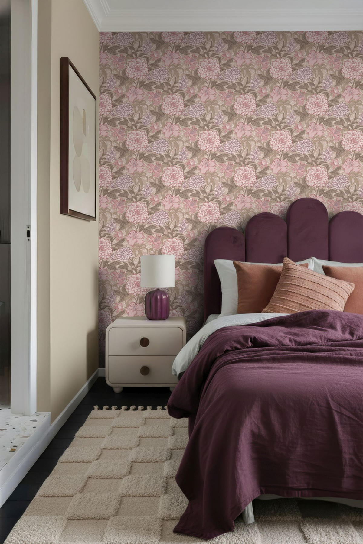 TAPETE Blumenmuster 50 x 900 cm - Lila, Papier (50/900cm) - ESTAhome