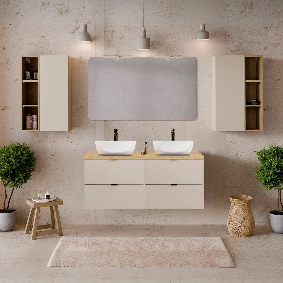 WASCHTISCHUNTERSCHRANK 120.6cm Azel Kaschmir - Beige, Holzwerkstoff (120.6/52/46cm) - Petits-meubles