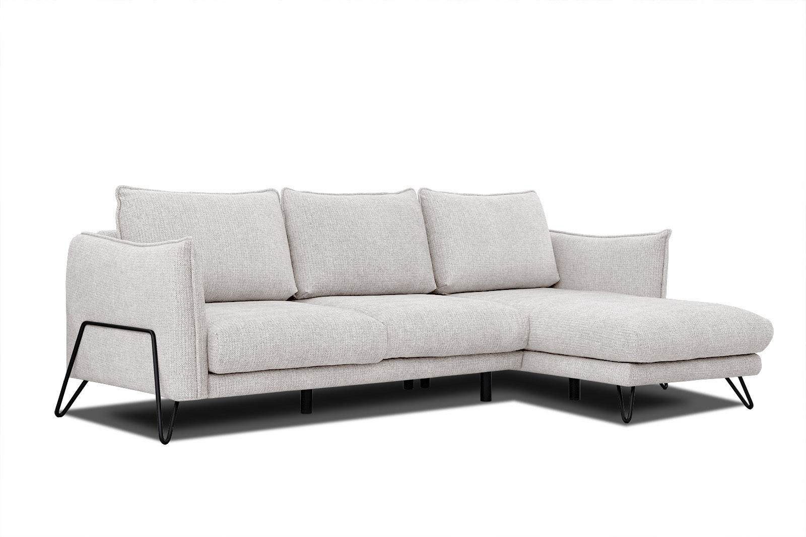 ECKSOFA HOSTEN 4-Sitzer, creme - Creme/Schwarz, Holzwerkstoff/Textil (269/158cm) - Courtois Laville