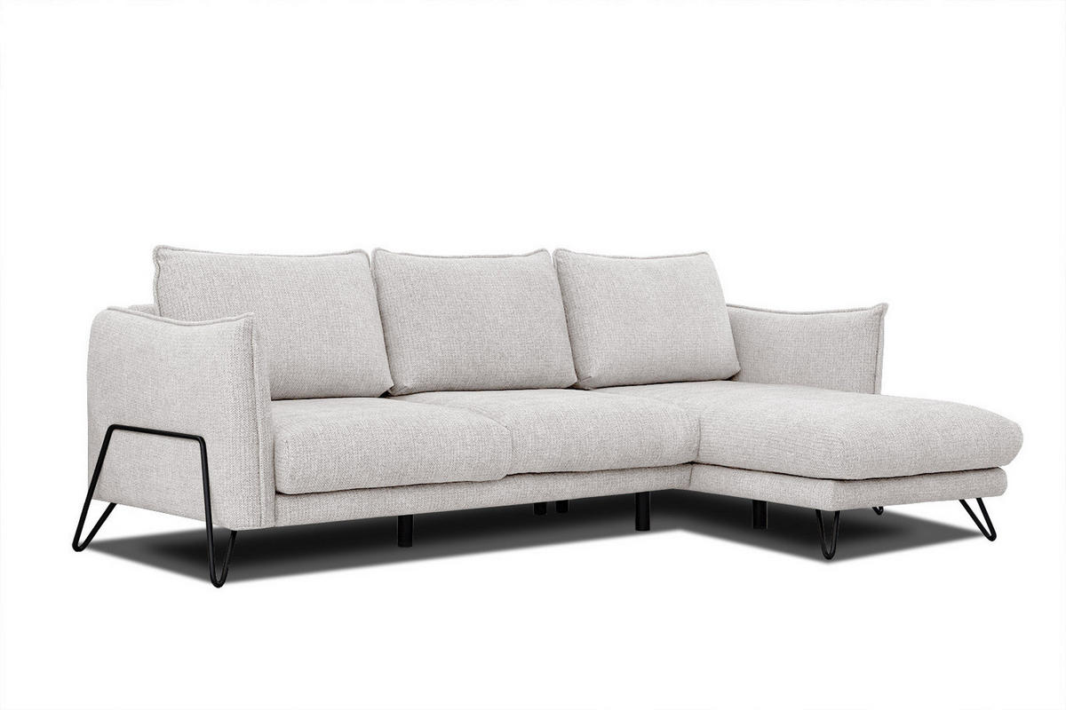 ECKSOFA HOSTEN 4-Sitzer, creme - Creme/Schwarz, Holzwerkstoff/Textil (269/158cm) - Courtois Laville