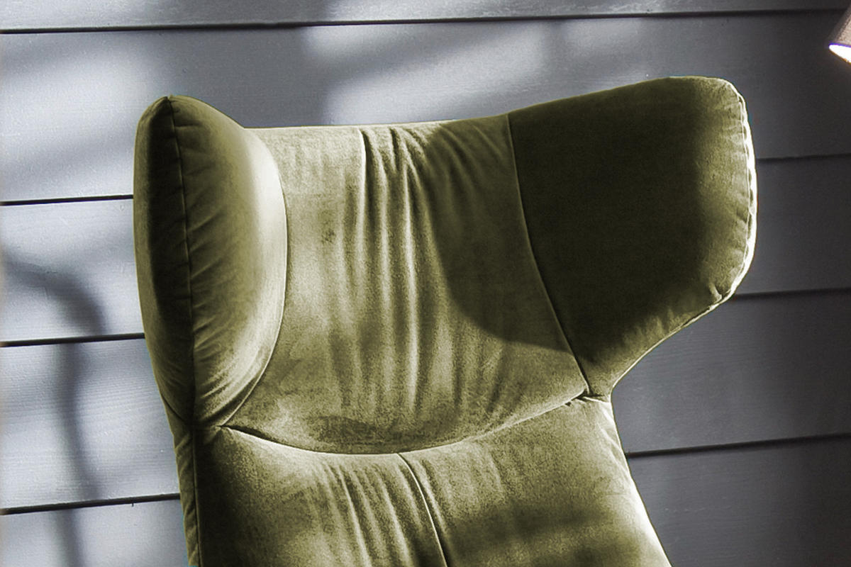 SESSEL MIT HOCKER LOTTE Dunkelgrün Velvet - Dunkelgrün/Schwarz, Textil (79/117/82cm) - KAWOLA