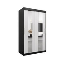 SCHWEBETÜRENSCHRANK 200/120/62 2-türig - Silberfarben/Schwarz, Holz/Kunststoff (120/200/62cm) - Abiks Möbel