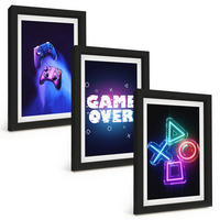 BILDER SET 3er Set - 20x30 cm Schwarzer Rahmen - Game Over Gamepads - Schwarz, Kunststoff (20/30cm) - TULUP