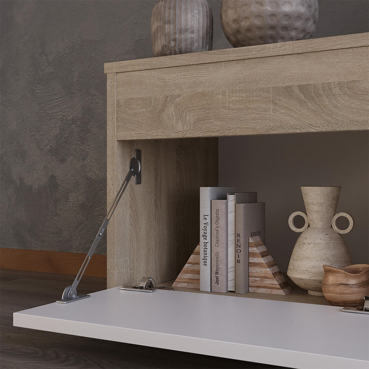 ŽIVÁ STĚNA Berno Sonoma/bílá - bílá/Sonoma dub, kompozitní dřevo (139.8/38.9/35.4cm) - Vicco