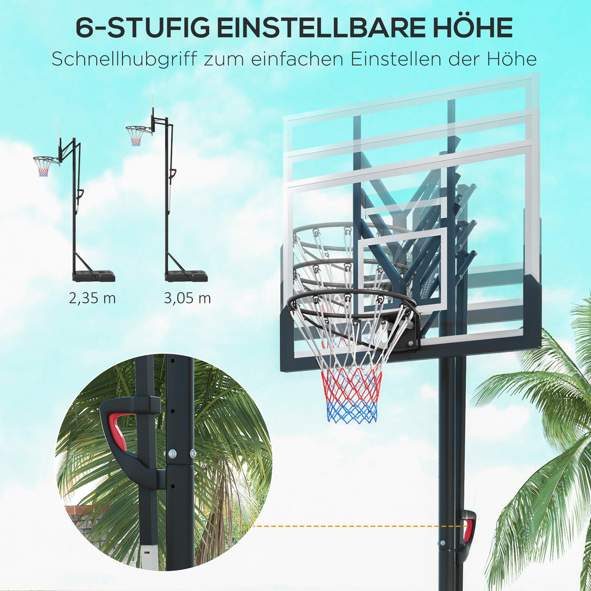 BASKETBALLKORB - Schwarz, Metall (60/90cm) - SPORTNOW