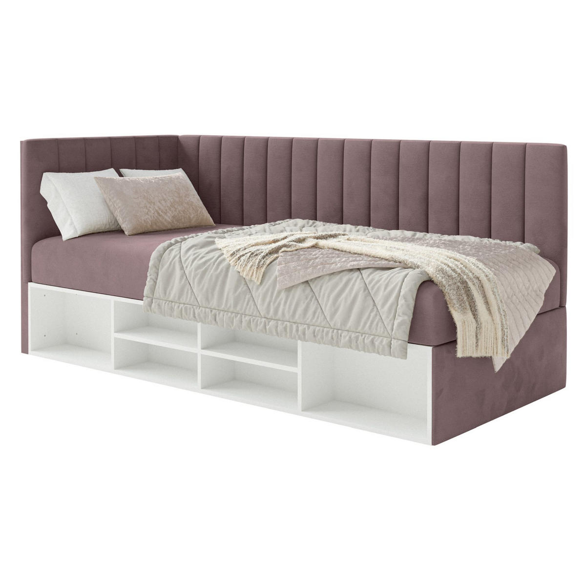 JUGENDBETT Ventrio Violett Easy-Clean-Samtbezug 90x200 cm - Lila, Kunststoff/Textil (90/200cm) - Selsey