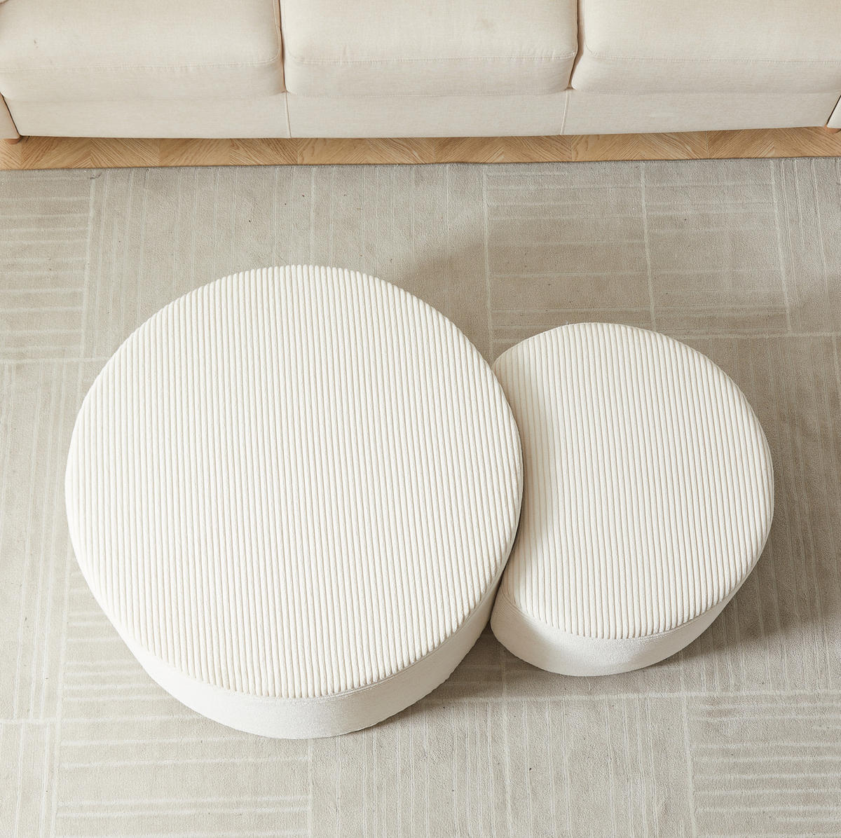 COUCHTISCH 84/28/28 cm aus Stoff in Beige mit Schaumstoffpolsterung - Beige, Textil (126/81/40cm) - OKMYHOME