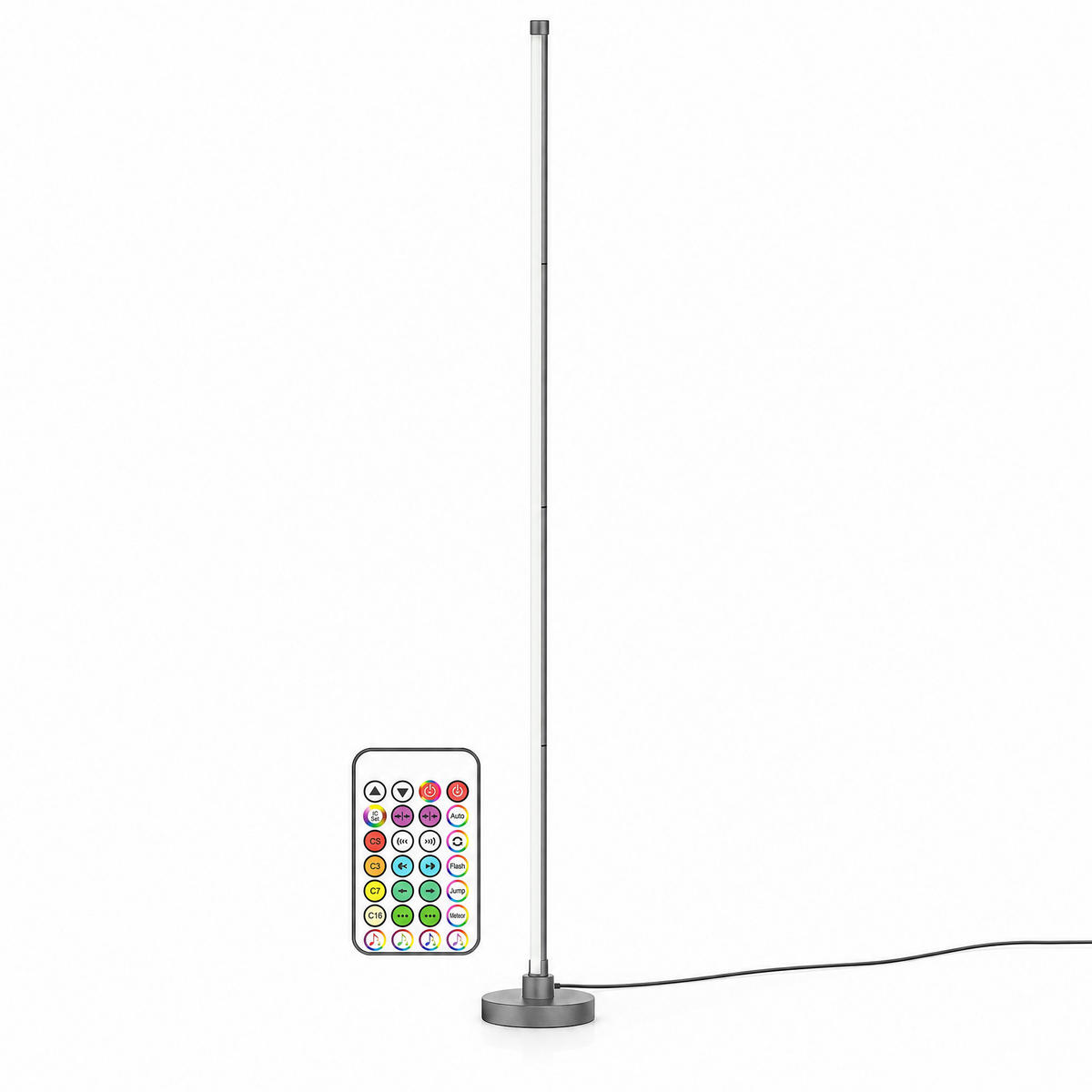 LED-ECKLAMPE - mit Fernbedienung und Soundsensor für RGB- und warmweiße Beleuchtung in Grau - Grau, Kunststoff (15.5/15.5/147.5cm) - Northpoint