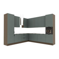 WINKELKÜCHE - 310 x 290 cm Livaro – KU-S34 – Grün / Dunkle Eiche - Dunkelbraun/Grün, Holzwerkstoff (310/247/290cm) - hi-markt