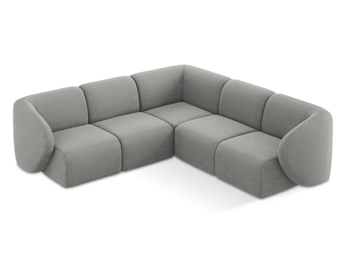 ECKSOFA Bouclé Stoff Grau - Hellgrau/Schwarz, Holzwerkstoff/Kunststoff (251/251cm) - Makamii