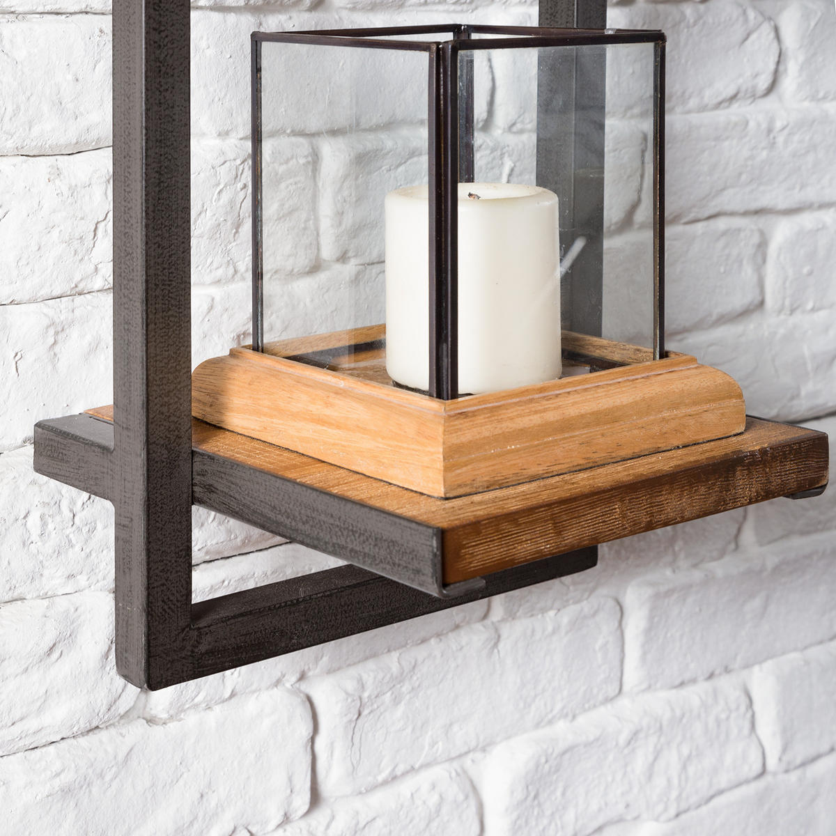 WANDREGAL - Akazie massiv / Metall - Akaziefarben, Holz (22/85/19cm) - home24