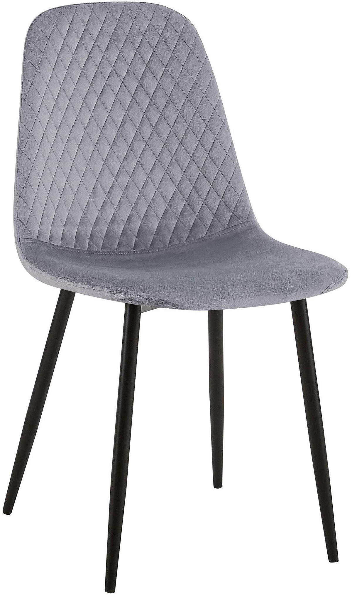 STUHL Samt Grau - Schwarz/Grau, Textil/Metall (44/88/54cm) - CLP