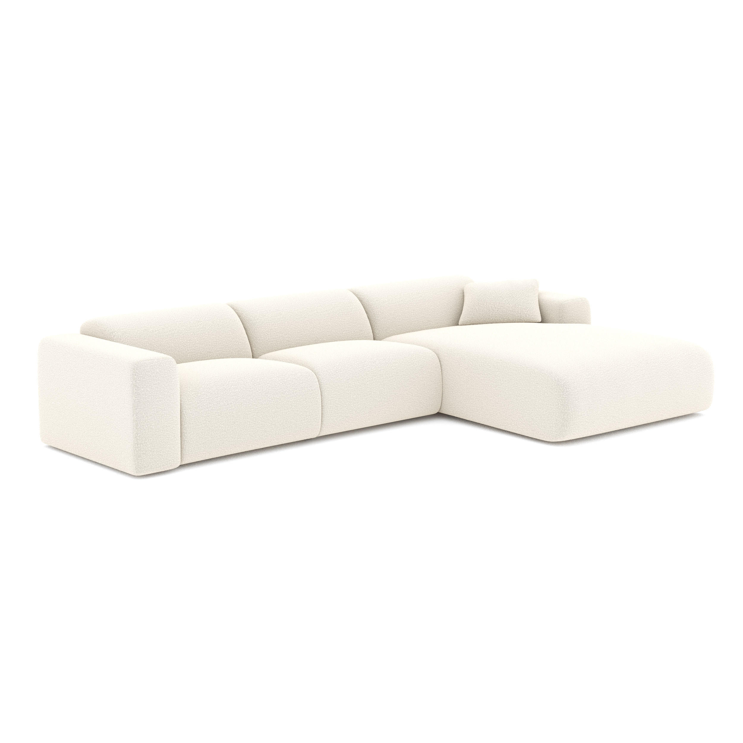 ECKSOFA RECHTS Bouclé-Stoff Creme 280cm - Creme, Textil (280/165cm) - Sia Home