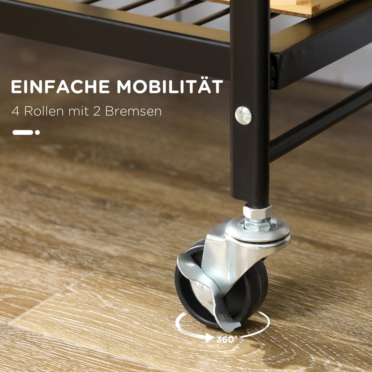 ROLLWAGEN, Klappbarer Küchenwagen, Servierwagen mit 3 Ebenen, Griff, Stahl - Multicolor, Holzwerkstoff (35/85/68cm) - HOMCOM