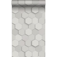 TAPETE 3D Wabenmuster 53 cm x 10.05 m - Grau, Papier (53/1000cm) - Origin Wallcoverings