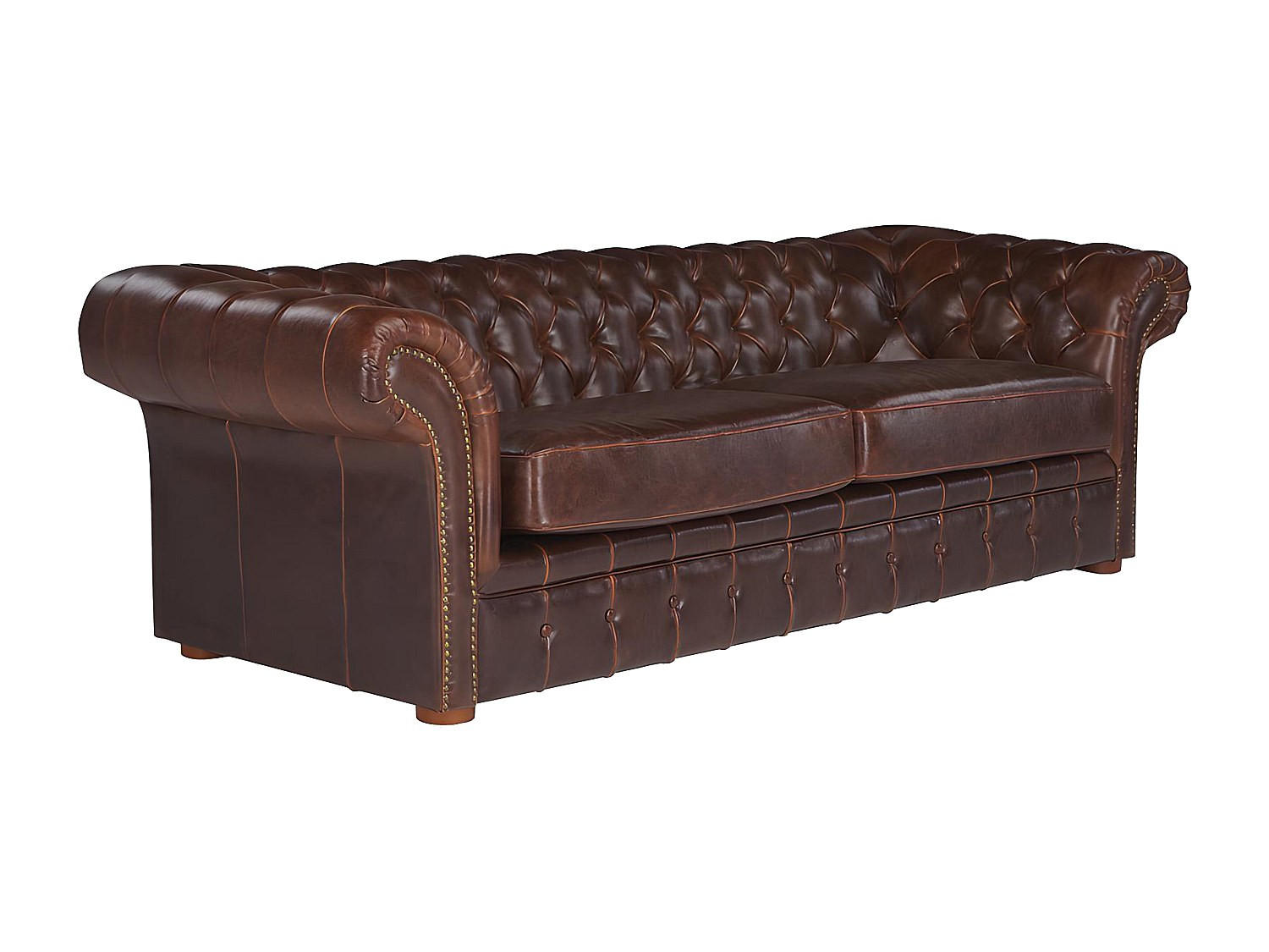 CHESTERFIELD Ledersofa 3-Sitzer - Vintage Leder - Braun - CLOTAIRE - Braun, Leder (232/73/90cm) - Vente-Unique