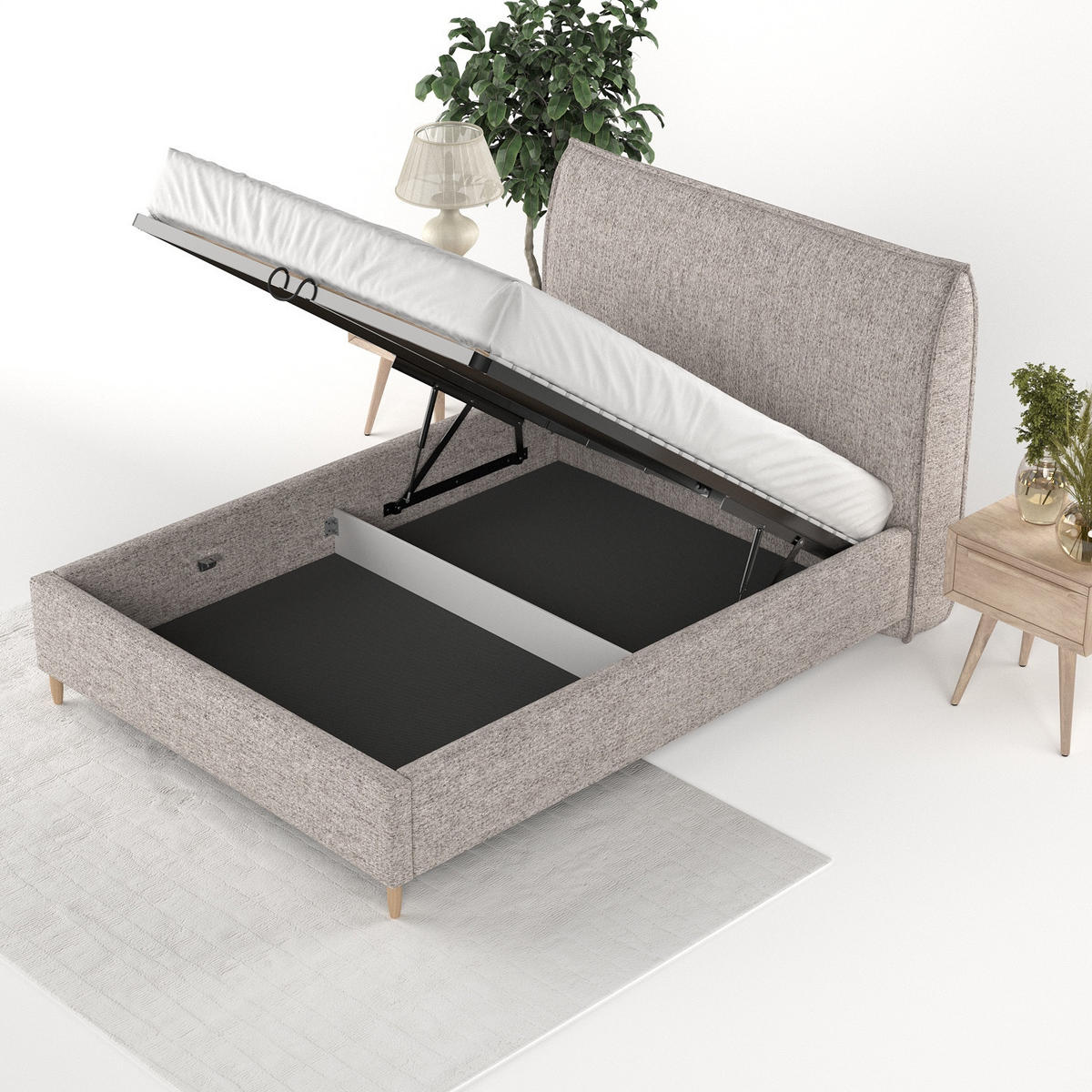 POLSTERBETT Mira 160/200 cm Beige im Neve Stoff - Beige/Naturfarben, Holz/Holzwerkstoff (160/200cm) - AltaBeds