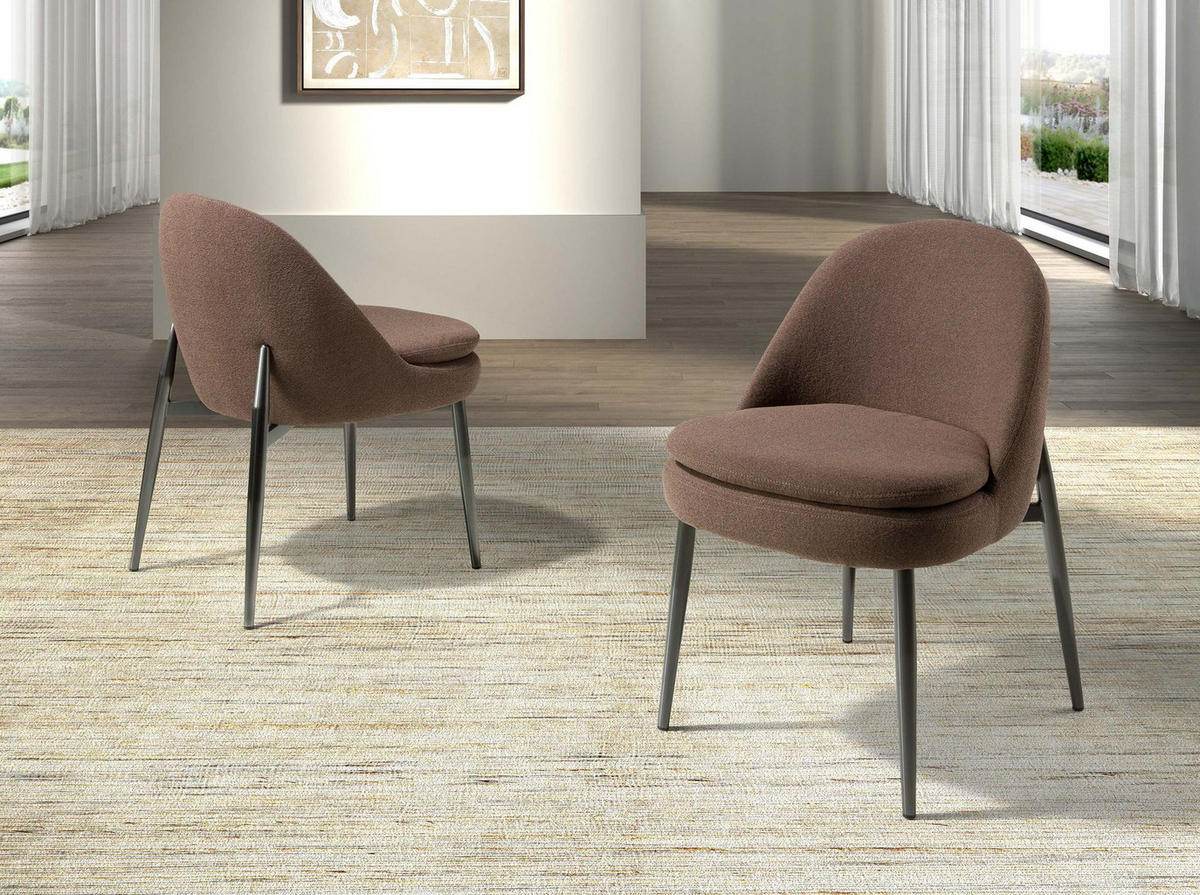 STUHL Stuhl aus dunkelbraunem Stoff 51/62/77 cm - Chromfarben/Dunkelbraun, Textil/Metall (51/77/62cm) - ANGEL CERDA