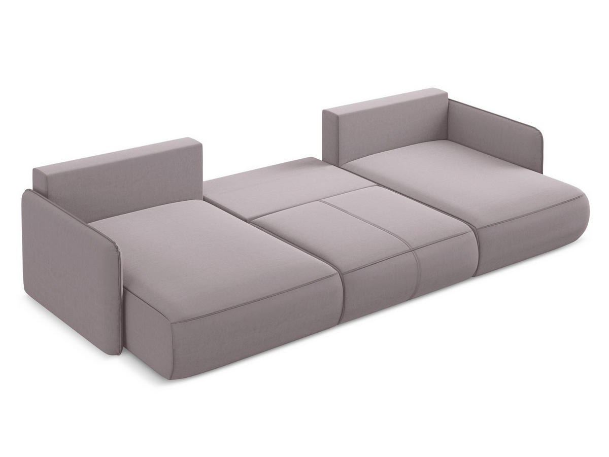 WOHNLANDSCHAFT Samt Stoff Violett - Lila/Flieder, Kunststoff/Textil (290/86/148cm) - Makamii