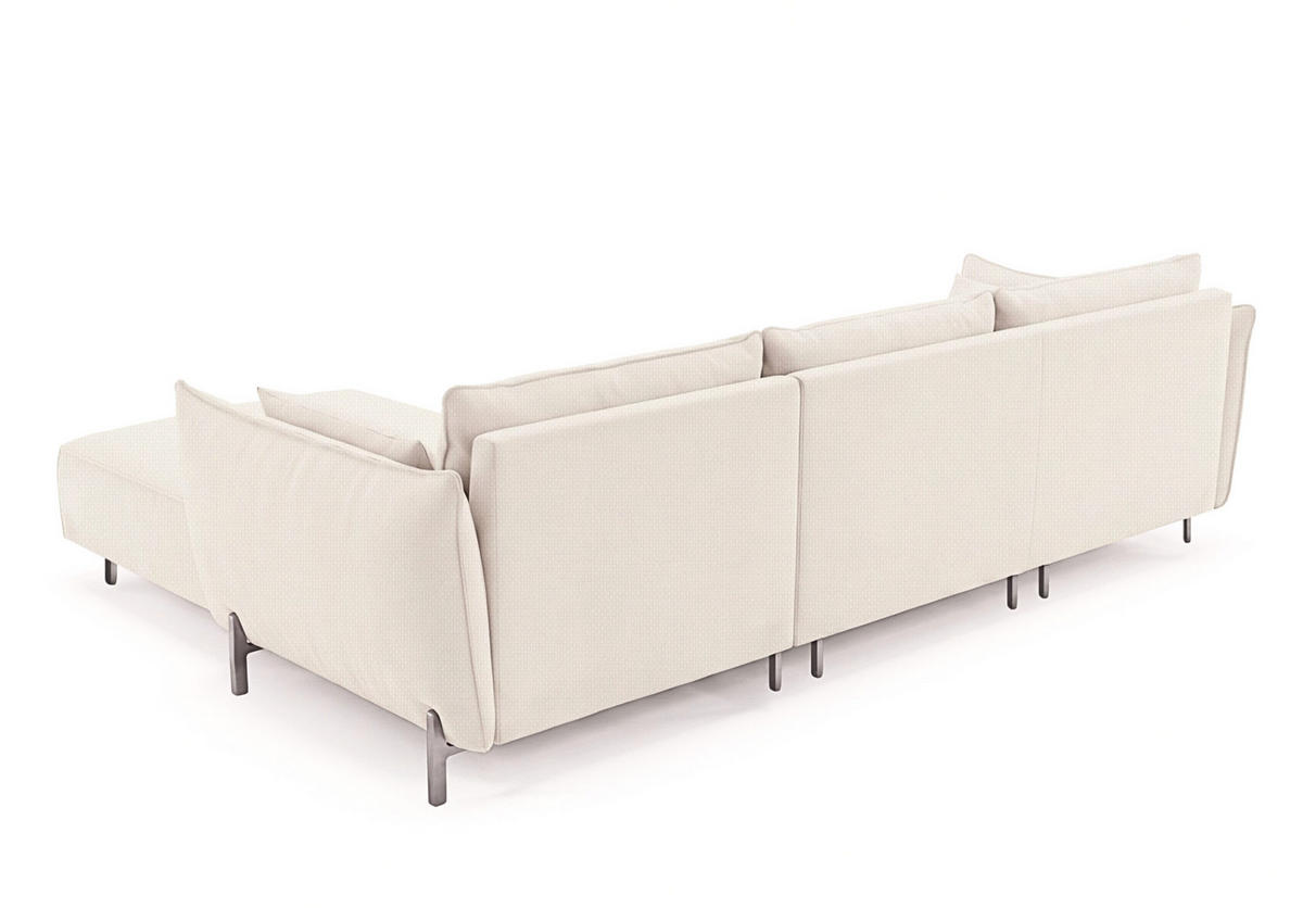 GARTENECKSOFA für Terrasse und Garten, Stoff Sunlight, Ecru, Rechts, SUNMEE - Ecru, Holz (238/90/165cm) - Kaiser Möbel