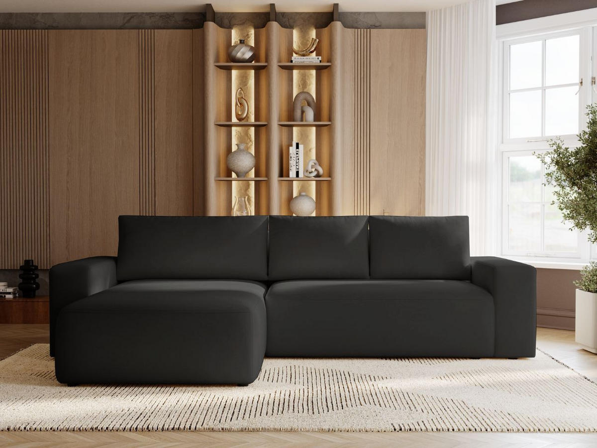 ECKSOFA Tazones Schwarz Links - Schwarz, Holz/Kunststoff (250/165cm) - Graingold