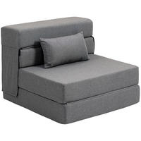 3 in 1 Schlafsessel, klappbares Schlafsofa mit Bettfunktion, Lendenkissen, Grau - Grau, Textil (80/15/210cm) - HOMCOM