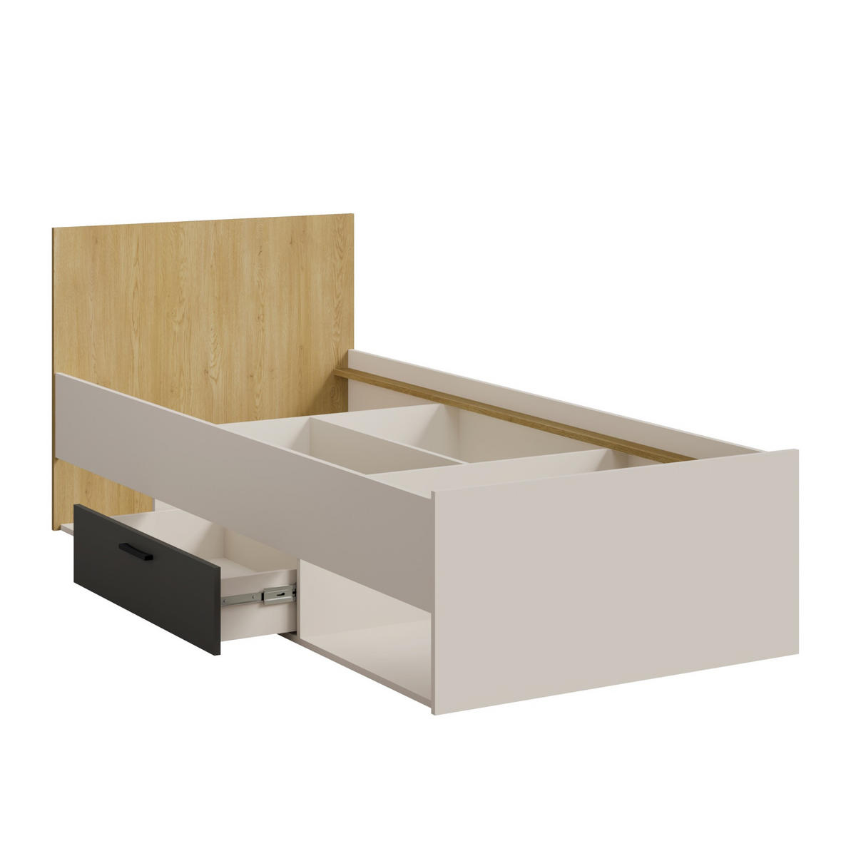 JUGENDBETT mit Schubladen Billz 90x200 Kaschmir/Eiche Cremona - Kaschmir/Schwarz, Holzwerkstoff/Kunststoff - mzm24