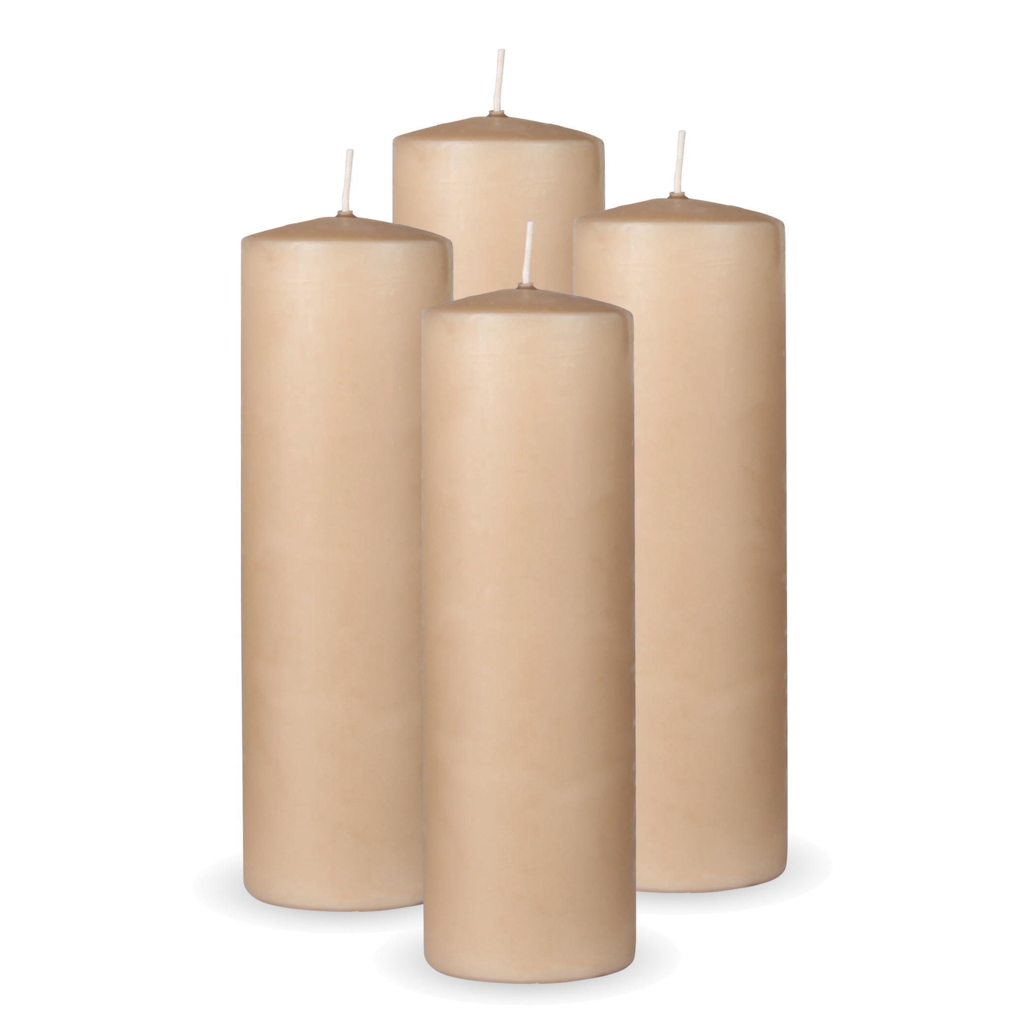 STUMPENKERZEN 4er Pack "Beige", Größe Ø7cm x Höhe: 20 cm - Beige, Naturmaterialien (7/20cm) - Bestlivings